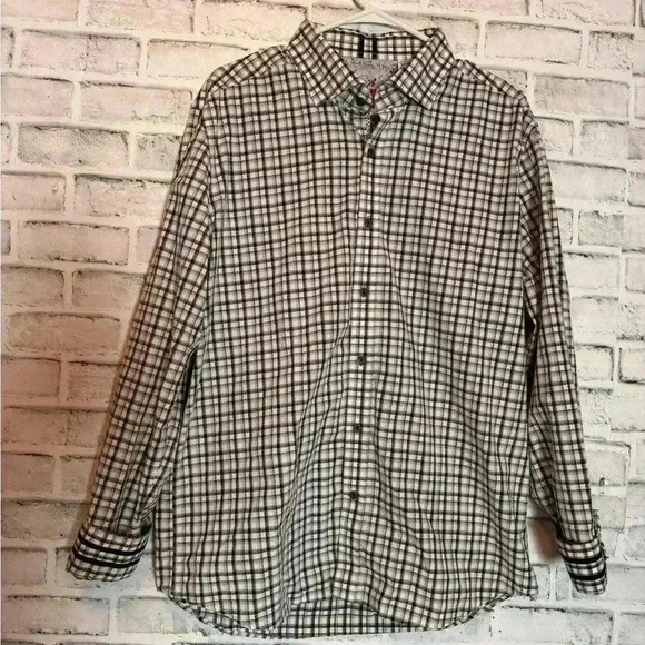 Robert Graham Shirt Mens Large Button Down Black White Flip‎ Cuff Long Sleeve - Picture 1 of 12